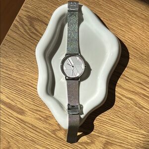 Armani Exchange Silver Mesh Strap Watch